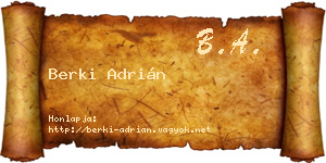 Berki Adrián névjegykártya